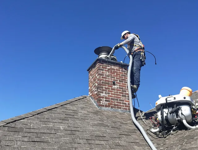 Dedicated Covina Chimney Sweep team member cleaning a chimney in Covina, CA