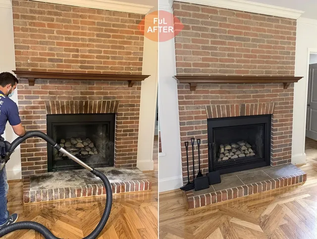 Covina Chimney Sweep carefully sanitizing a fireplace in Covina, CA